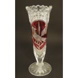 A 20thC glass vase with bird decoration 8 1/2" high Please Note - we do not make reference to the