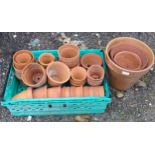 A collection of terracotta garden pots. Largest approx. 11 1/2" diameter Please Note - we do not