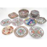 A quantity of Chinese ceramics to include Cantonese plates, dishes, etc. Please Note - we do not
