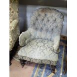 A Victorian deep button upholstered armchair Please Note - we do not make reference to the condition