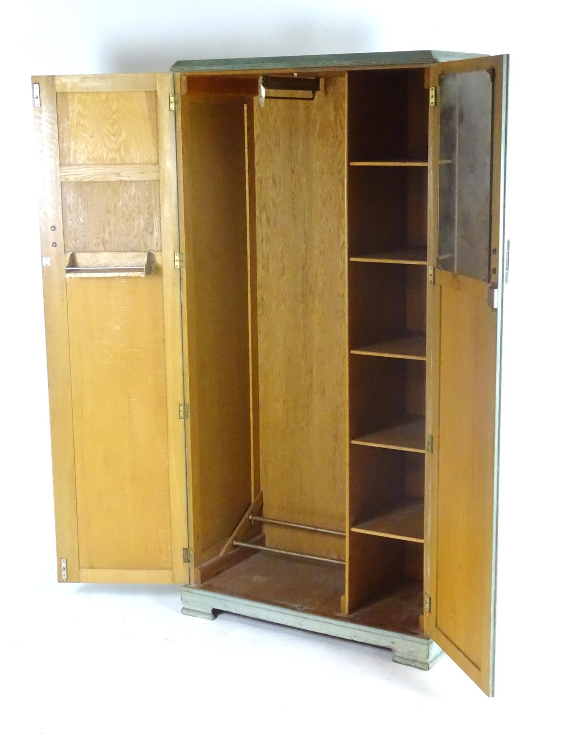 A mid 20thC Art Deco bedroom suite with chromed handles. The suite comprising a wardrobe, dressing - Image 11 of 15