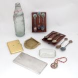 A quantity of miscellaneous items to include a codd bottle J Kerswell Exeter, fishing prize