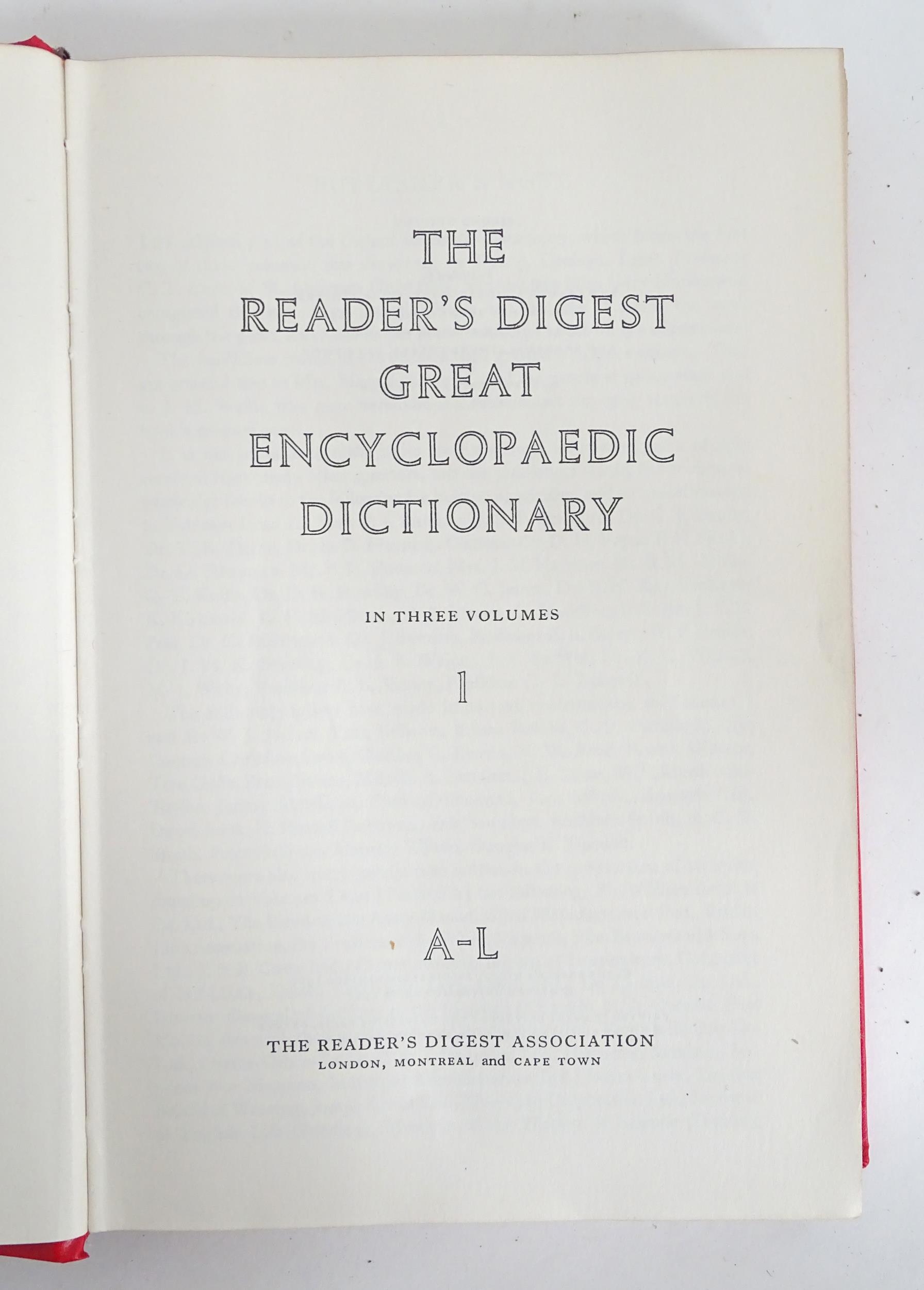 Readers Digest - The great Encyclopaedic Dictionary. 3 Volumes Please Note - we do not make - Image 6 of 7