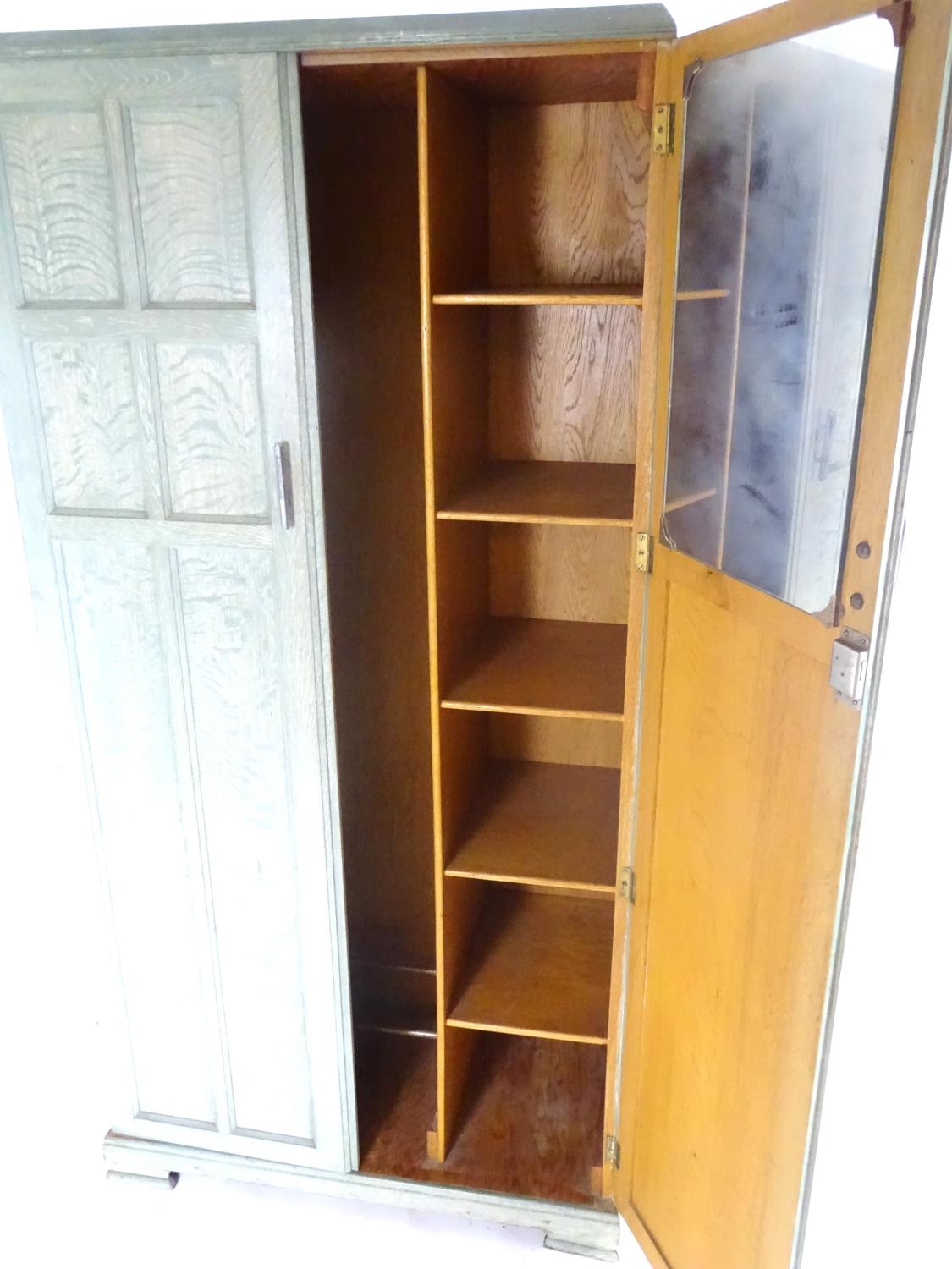 A mid 20thC Art Deco bedroom suite with chromed handles. The suite comprising a wardrobe, dressing - Image 15 of 15