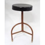 Vintage / Retro / Mid century : A cast metal stool with revolving seat and tripod base. Please