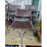 Vintage / Retro / Mid century : Three office chairs with vinyl covers Please Note - we do not make