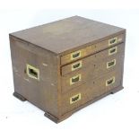 A Walker & Hall, Sheffield oak cutlery/ flatware box / canteen with four drawers and campaign