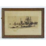 Stephen Parrish (1846-1938), Marine School, Etching, In Port, Depicting a harbour scene with ships
