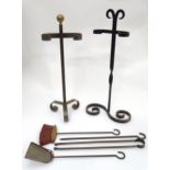 Set of fire tools and stand together with 2 spark guards etc Please Note - we do not make
