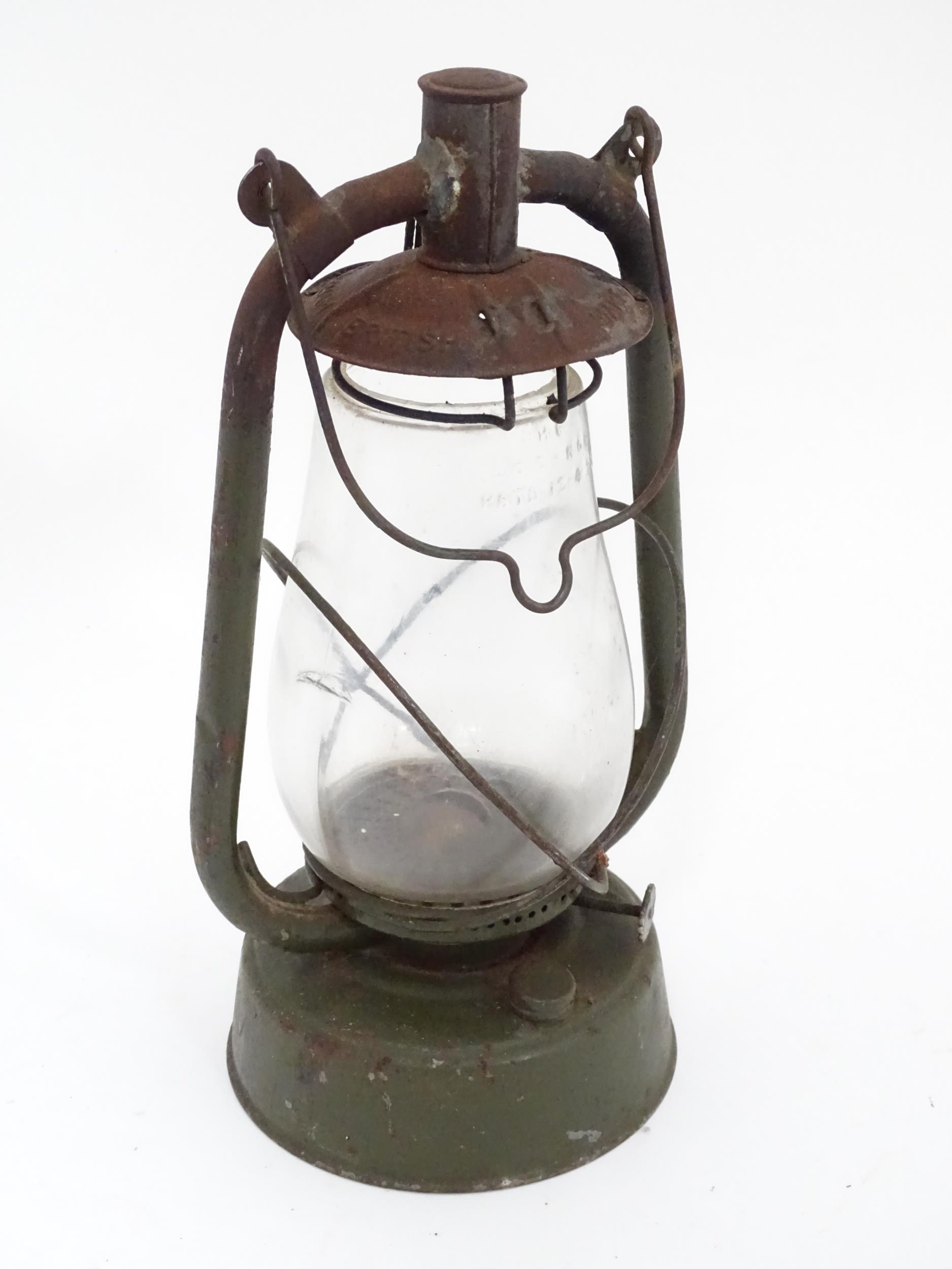 Wartime oil lamp / hurricane lamp by Sherwoods of Birmingham Please Note - we do not make