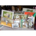 A quantity of oil paintings to include still life studies, landscapes, cottages, windmill,