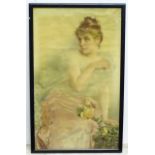 A colour print depicting a portrait of a seated lady with roses Please Note - we do not make