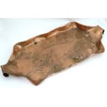 Copper tray with hammered decoration and fish detail Please Note - we do not make reference to the