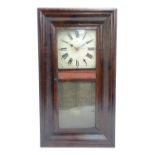 A late 19thC Chauncey Jerome of New Haven Connecticut USA 'kipper box' wall clock, the mahogany