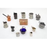 Box of assorted metal ware to include tankards, bowls etc Please Note - we do not make reference