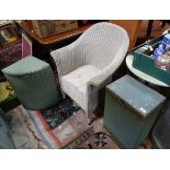 Lloyd Loom style armchair and 2 linen baskets Please Note - we do not make reference to the