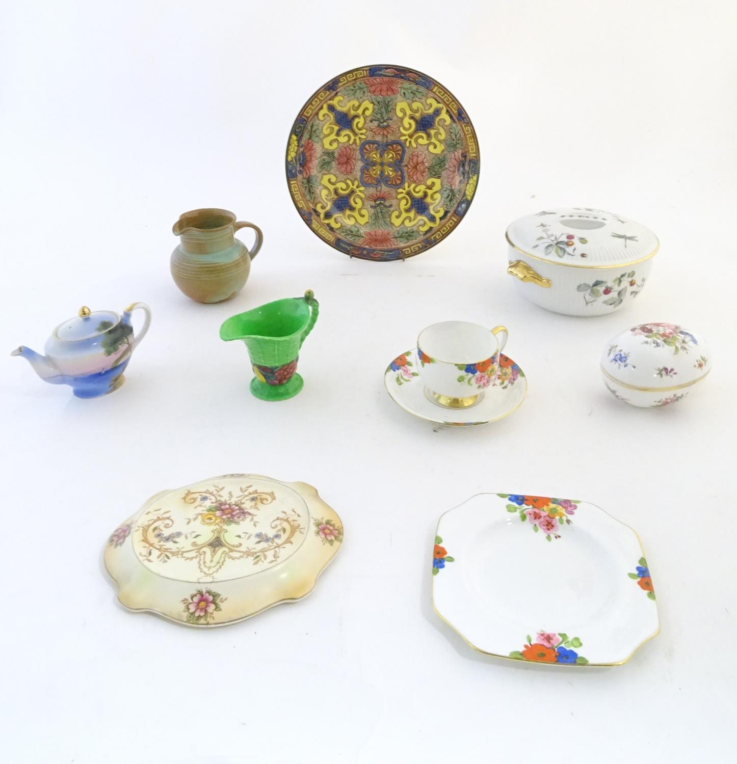 A quantity of assorted ceramics to include a Noritake teapot with seascape detail, an Art Deco