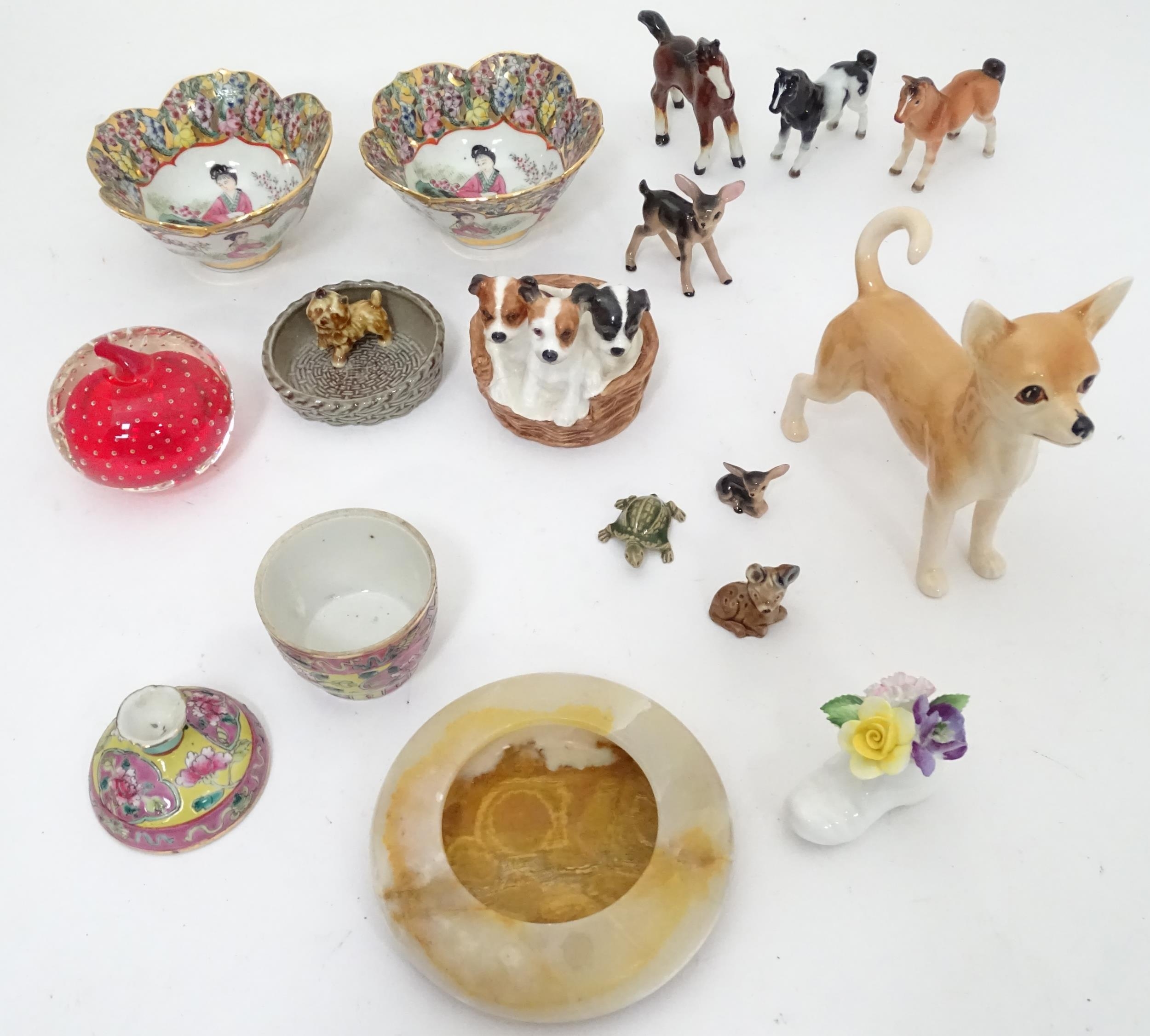 Assorted ceramics and glassware to include a Royal Doulton model of a basket of puppies, Oriental - Image 8 of 9