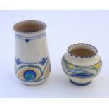 Two Honiton vases with banded scrolling decoration. Largest approx. 6" high (2) Please Note - we