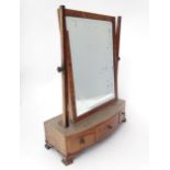 A 19thC bevelled glass toilet mirror with three drawers Please Note - we do not make reference to