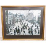 A framed L. S. Lowry print, A Village Square. Approx. 23" x 17 1/2" Please Note - we do not make