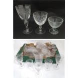 A quantity of glassware, to include vases, bowls, jug, wine glasses, a pair of boxed Bohemian
