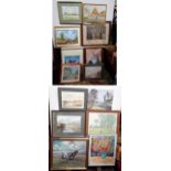 A quantity of assorted watercolours, oil paintings, and prints to include a landscape and coastal