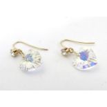 9ct gold drop earrings set with cubic zirconia 1/2" long Please Note - we do not make reference to