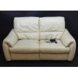 2-seat cream leather sofa