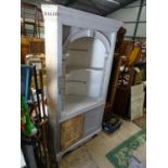A large white painted pine corner cupboard. Approx. 74" tall Please Note - we do not make