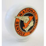 A late 20thC / 21stC glass lamp shade formed as a Benzole advertising petrol pump globe , 8 1/4"