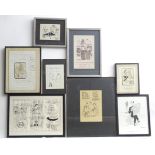 A quantity of political and editorial newspaper cartoons, to include felt pen, pen ink, watercolour,