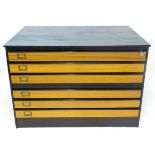 A modern plan chest with six drawers. Approx. 35 1/2" high x 50 1/2" wide x 35 3/4" deep