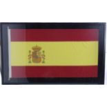 A late 20thC Spanish Flag (Rojigualda , Bandera de Espana ), within a shadow box frame measuring