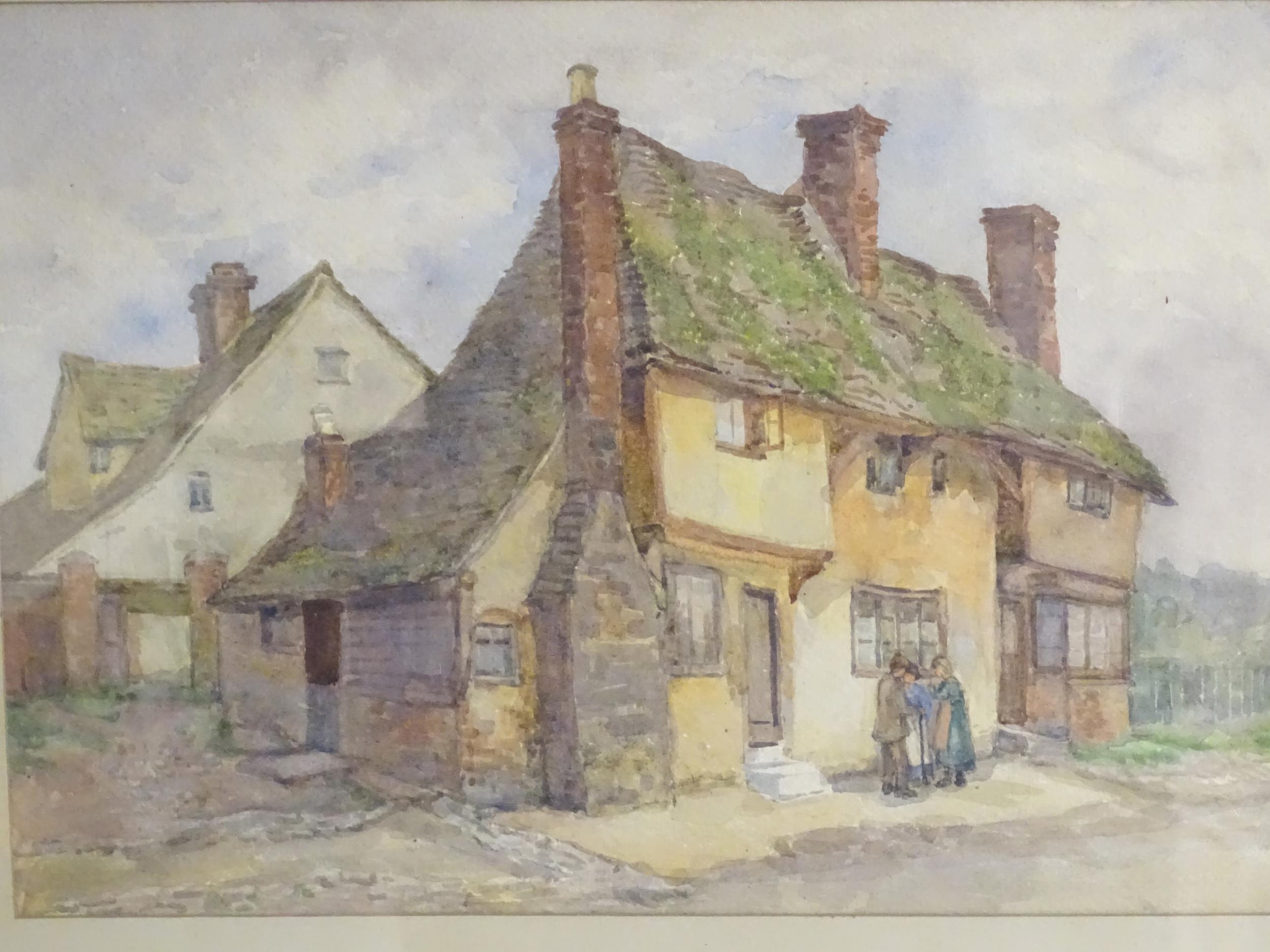 Watercolour scene of a country cottage Please Note - we do not make reference to the condition of - Bild 3 aus 4