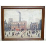 After Laurence Stephen Lowry, Colour print, Coming Home Frome the Mill. Facsimile signature and date