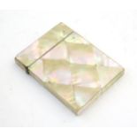 A Victorian mother of pearl card case of rectangular form. Approx. 4" x 3" Please Note - we do not