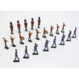 Toys: A quantity of lead models of marching band soldiers with instruments, Queen's Guard guardsmen,