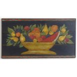 20th century, Italian School, Oil on panels, A naive still life study with fruit in a pedestal bowl,