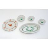 A quantity of Herend pottery to include three basket weave bonbon dishes and an oval tray in the