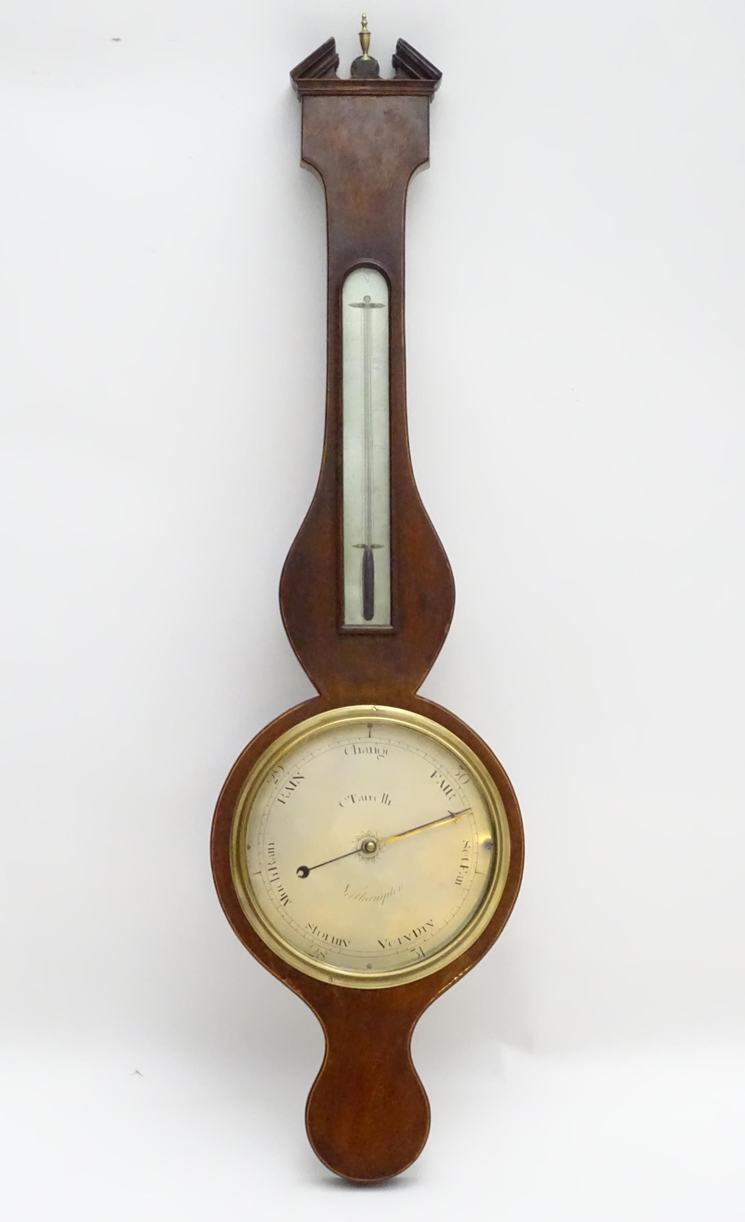 Local Interest- Northamptonshire : A mahogany wheel barometer, signed C. Tarrelli, Northampton. - Image 10 of 10