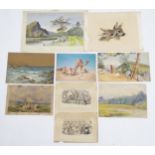 A quantity of assorted 20th century and later watercolours, engravings and print, to include a