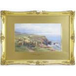C. T. Passmore (1842-1926), English School, Watercolour, The Cliffs at Westward Ho!, Devon, Sheep on