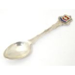Welsh Interest : A silver souvenir teaspoon with enamel shield decoration to handle titled Ruthin,