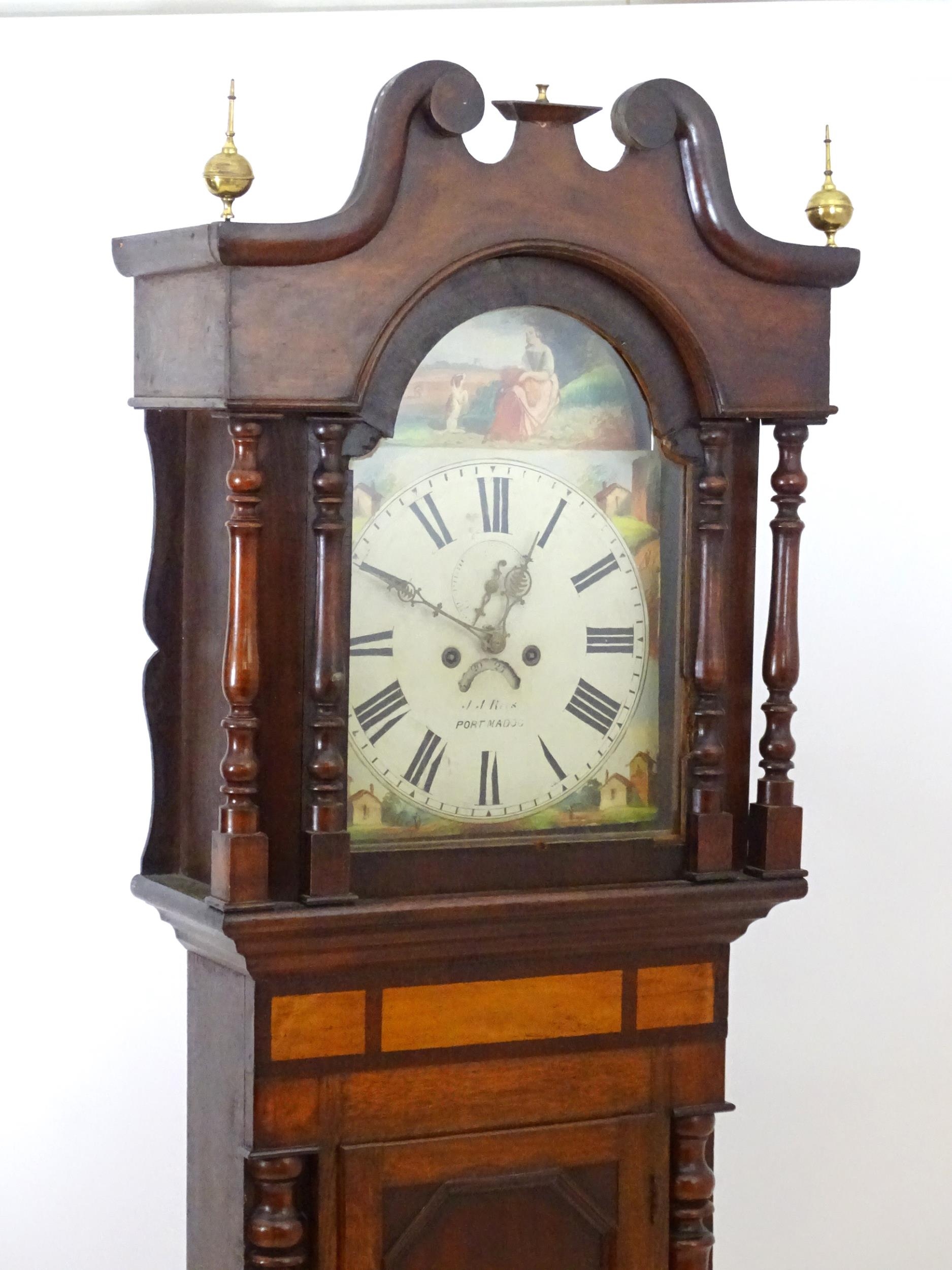 J J Rees Port Madoc : A Welsh Victorian longcase clock with 14" painted dial and 8-day movement. The - Image 4 of 14