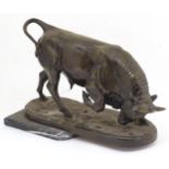 An early 20thC bronze sculpture depicting a charging bull after Isidore Jules Bonheur (1827-1901).