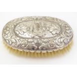 A Continental brush of oval form with silver mounts with Dutch marks for late 17th/18th century