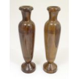 A pair 20thC turned wooden garnitures / vases. Approx. 16" high (2) Please Note - we do not make