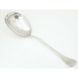 Scandinavian Silver: A Danish silver serving spoon with rat tail detail, maker Horsens