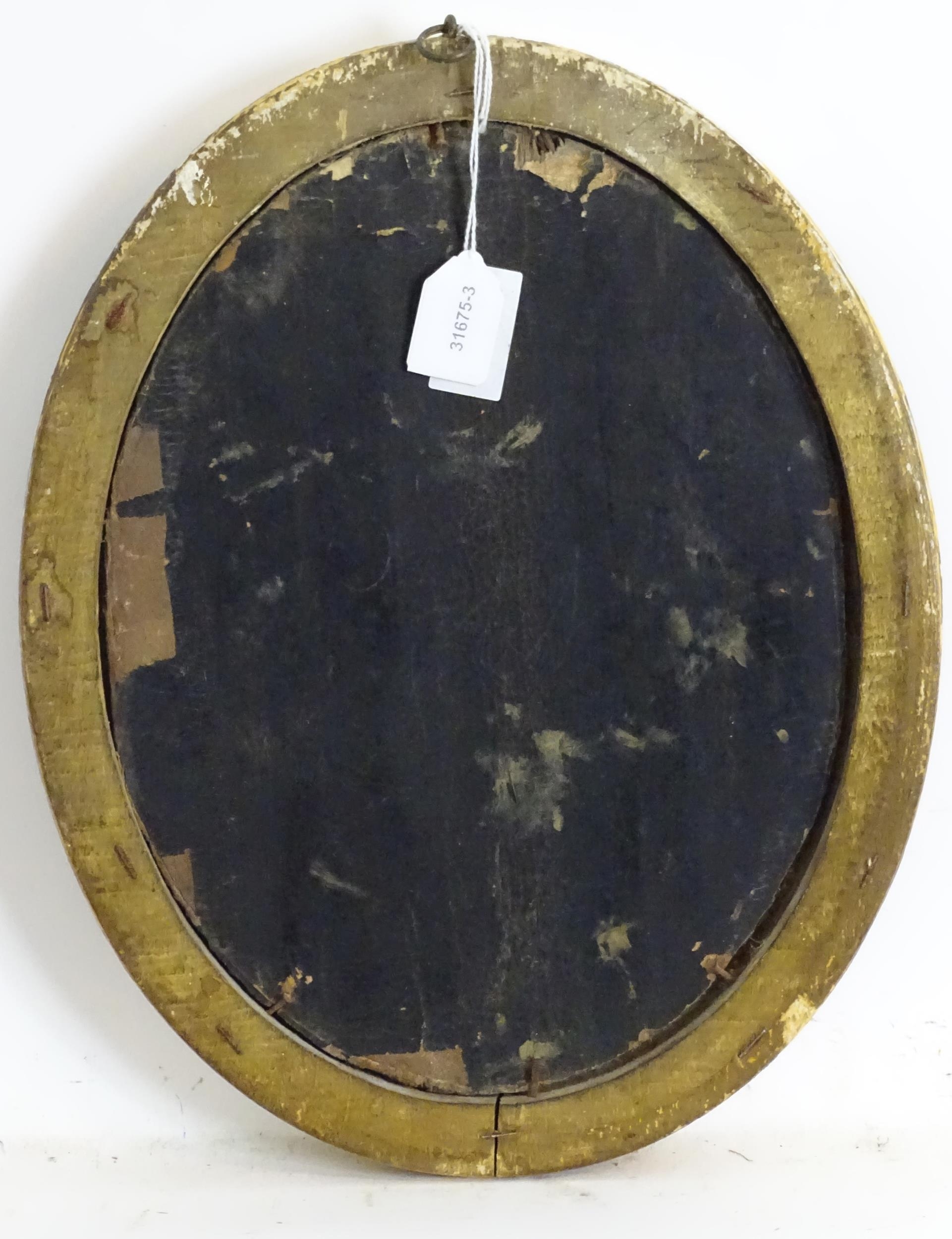 19th century, English School, Oil on paper laid on oval panel, A portrait of a woman wearing a - Image 2 of 3